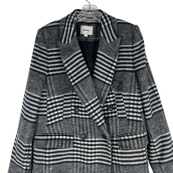 Ann Taylor LOFT Plaid Wool Double Breasted Coat Black White Size M - Picture 5 of 12